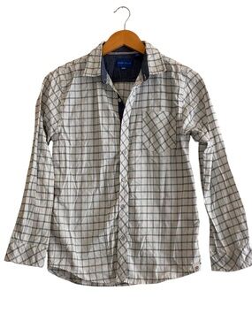 Perry Ellis | Blue and white patterned long sleeve button front shirt boys 14/16